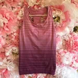 Sports bra tank purple pink stripe tank size small